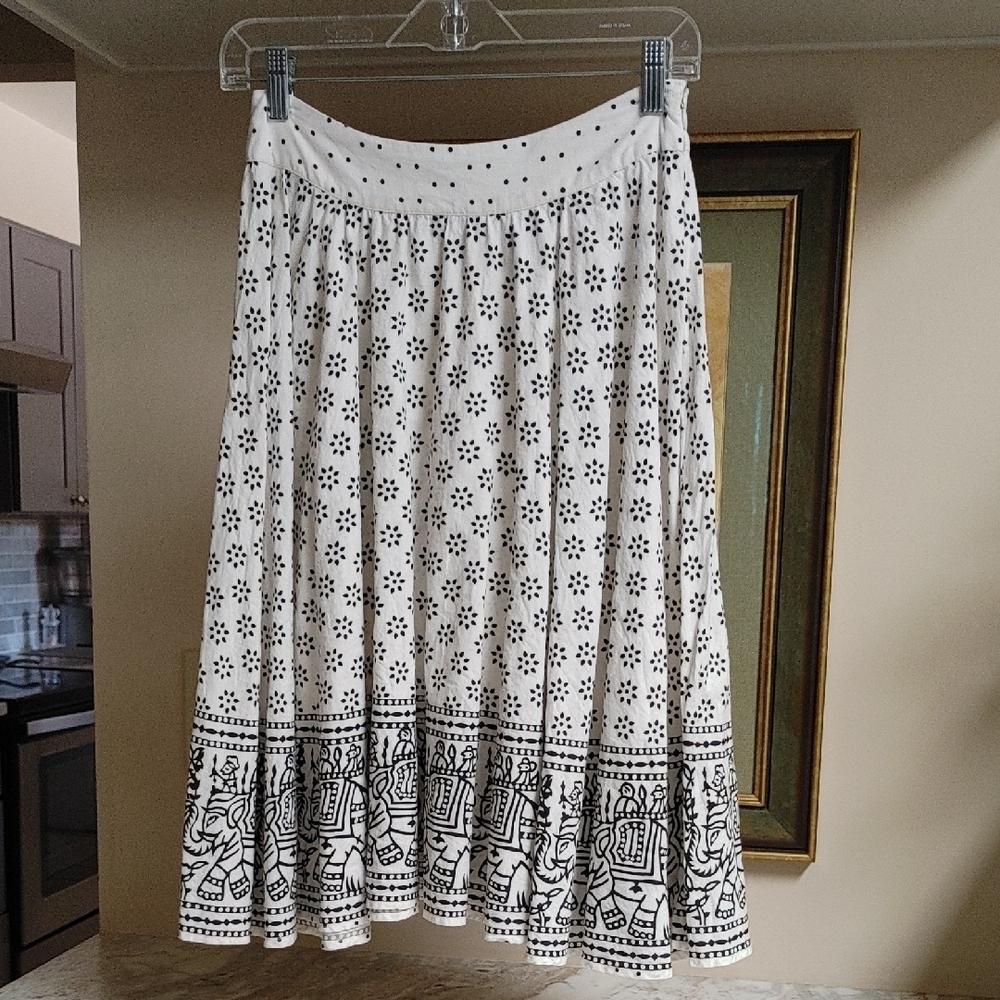 Vintage Charlotte Russe Cotton Black & White Midi Full Skirt Size XS